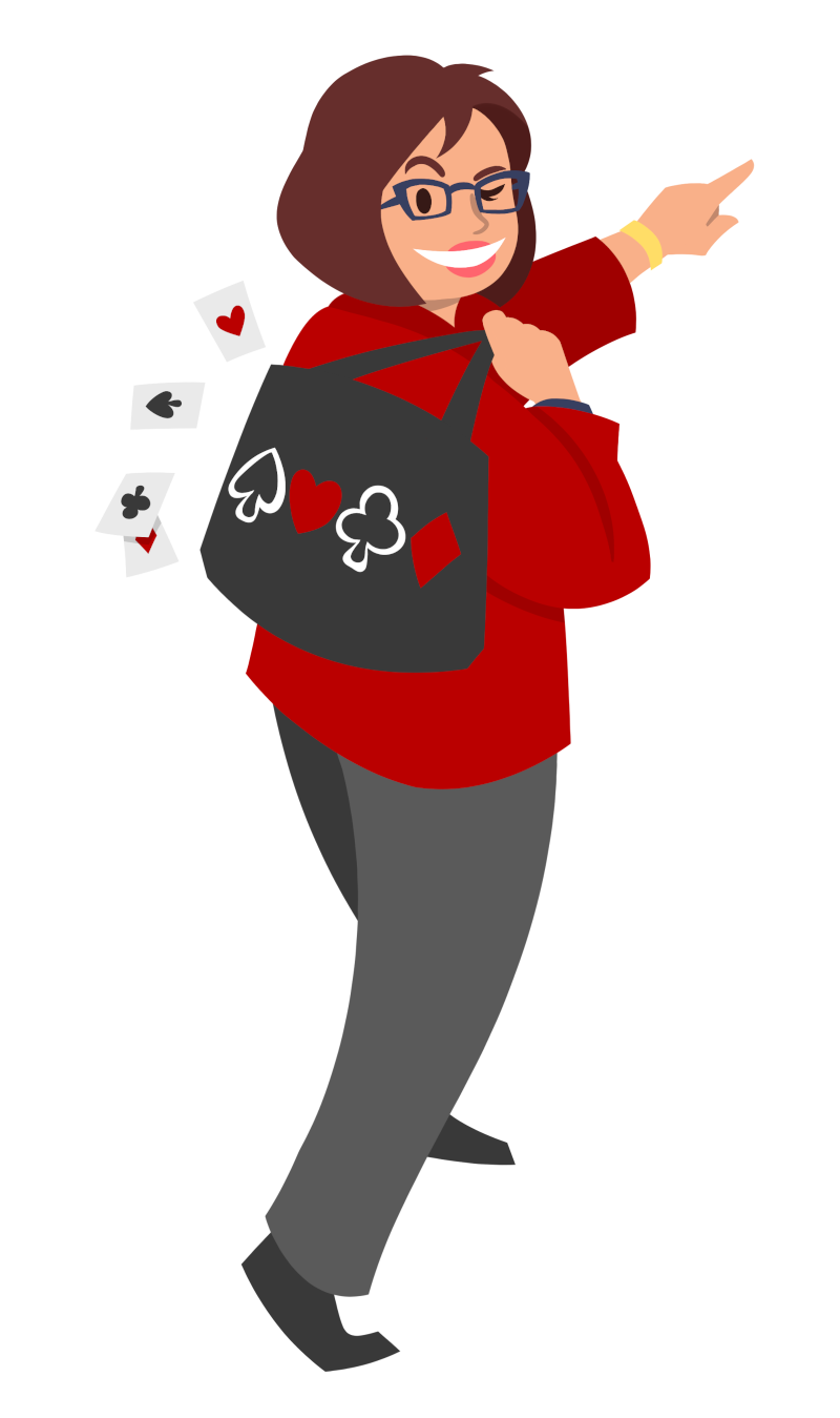 Illustration of Lorna heading to a bridge game